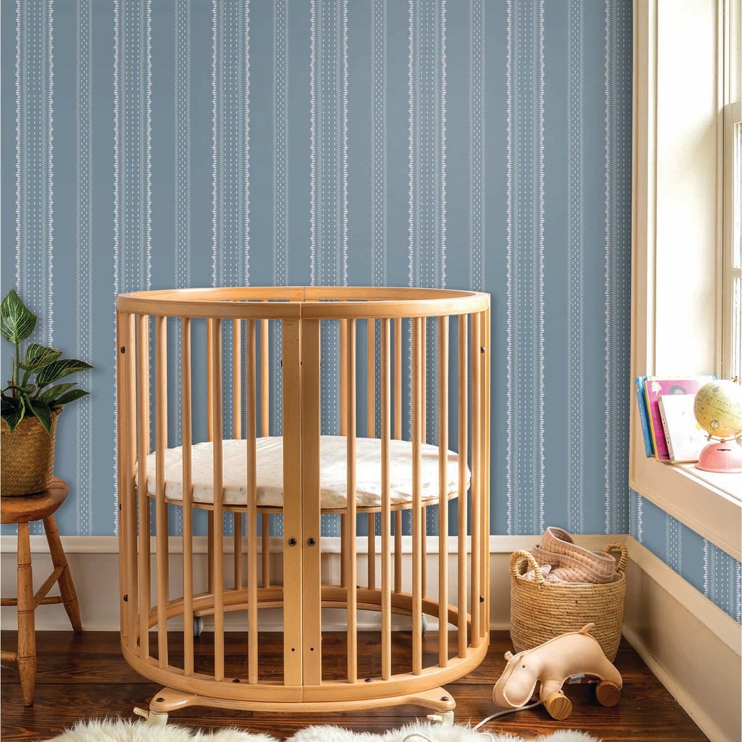 Image of Heritage Stripe in Light Blue Wallpaper