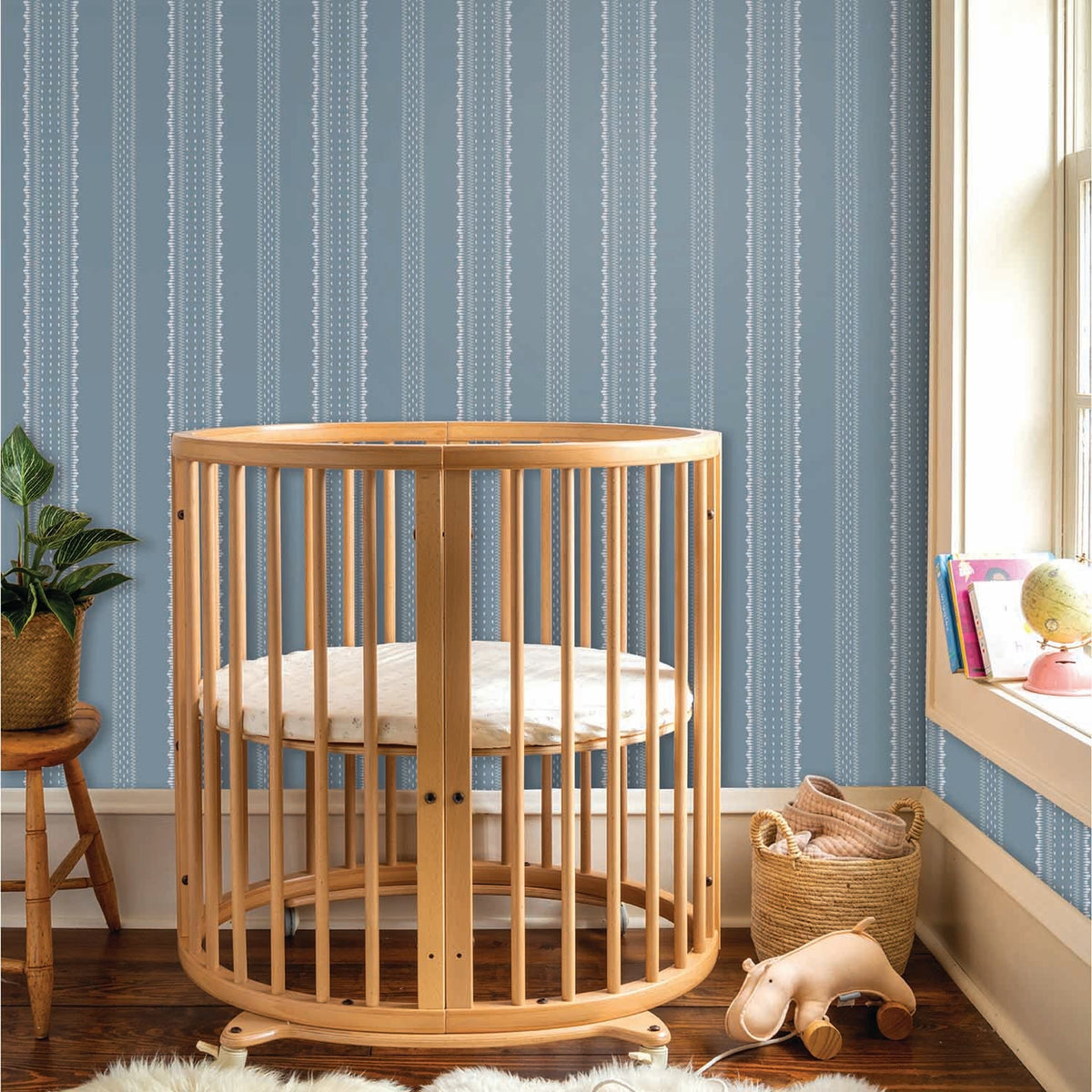 Image of Heritage Stripe in Light Blue Wallpaper