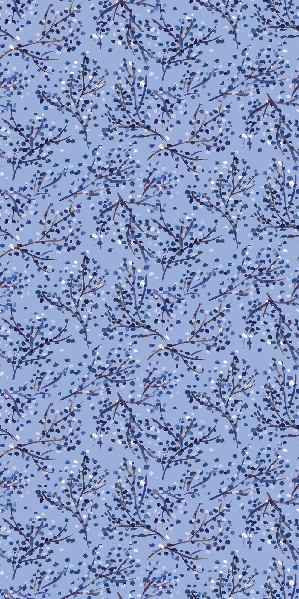 Image of Berry Seaweed in Blue Wallpaper