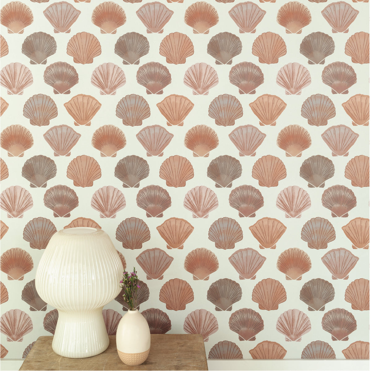Image of Shells in Orange Wallpaper