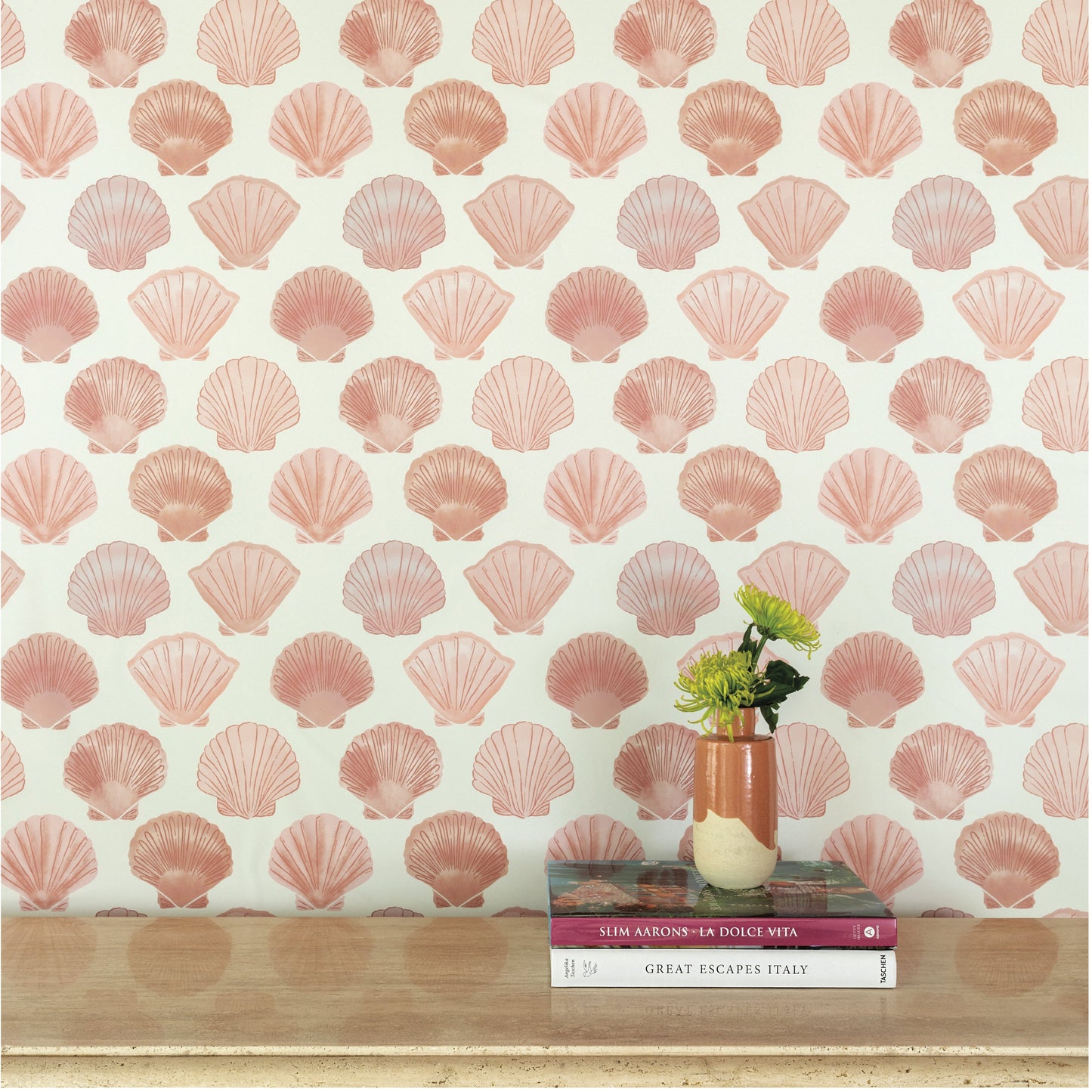 Image of Shells in Pink Wallpaper