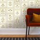 Image of Framed Flowers in Alabaster Wallpaper