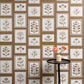 Image of Framed Flowers in Ochre Wallpaper