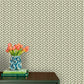 Image of Flower Stamp in Cream/Olive Wallpaper