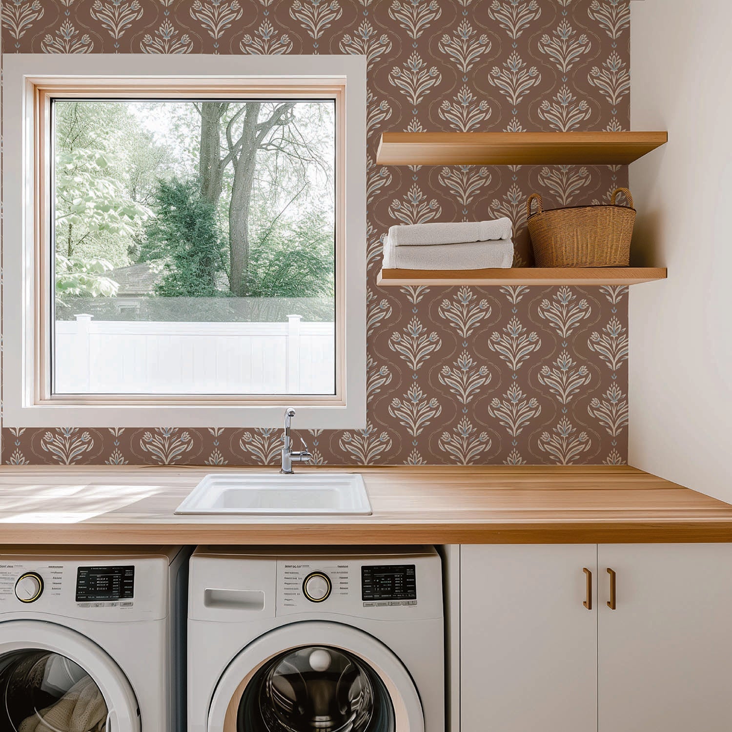 Image of Riviera in Nutmeg wallpaper