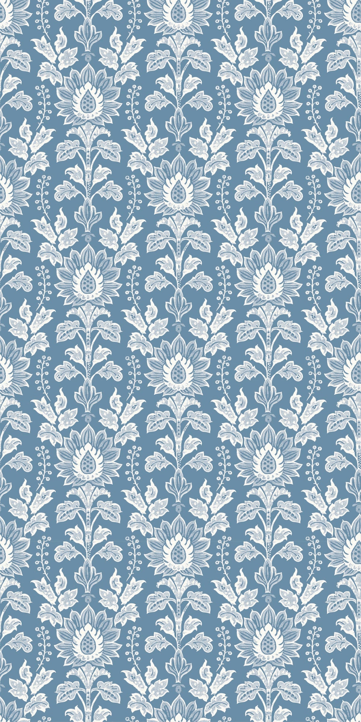 Image of Cottage Damask in Denim Wallpaper