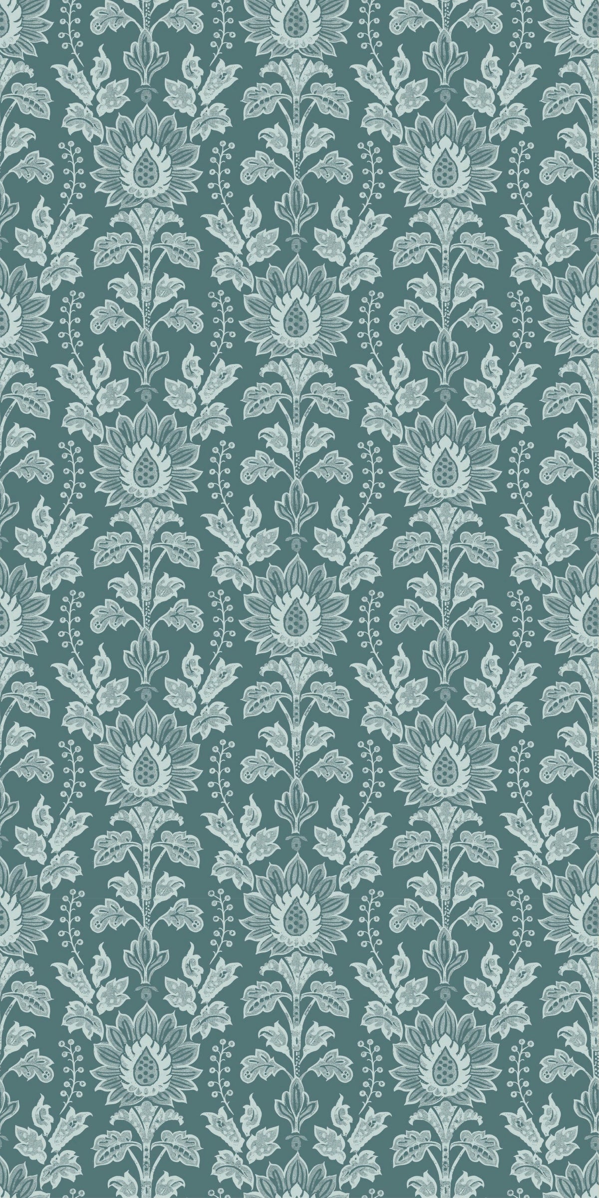 Image of Cottage Damask in Teal Mist Wallpaper