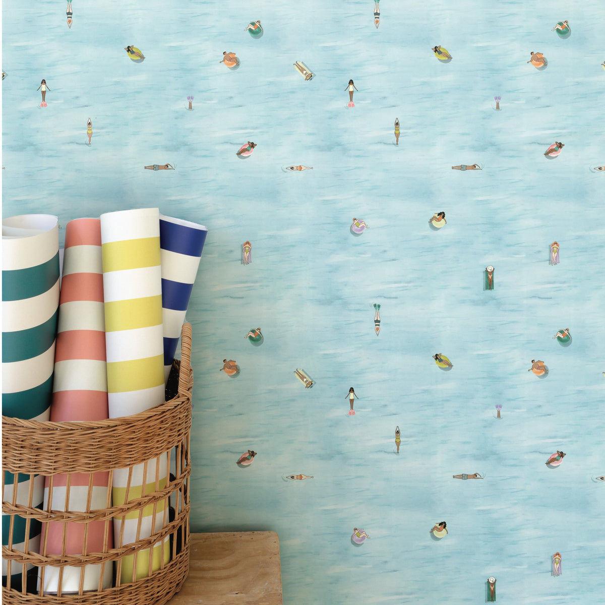 Image of People In The Water in Blue Wallpaper
