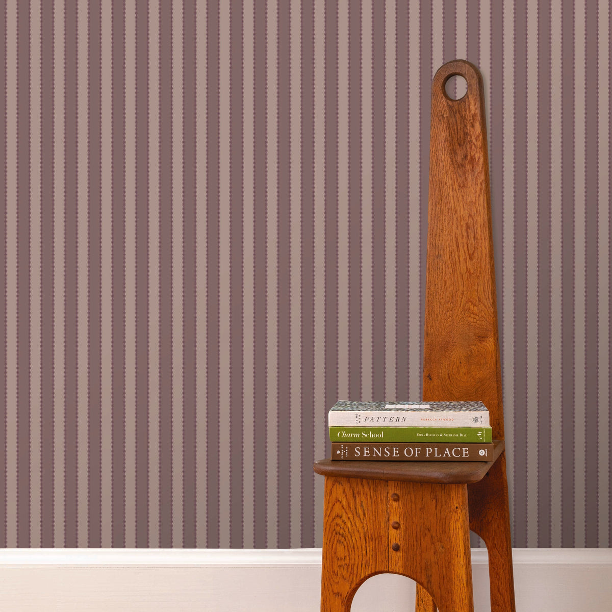 Image of Wilder Stripe in Mauve Mist Wallpaper