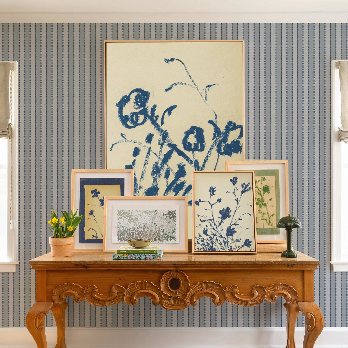 Image of Wilder Stripe in Powder Blue Wallpaper