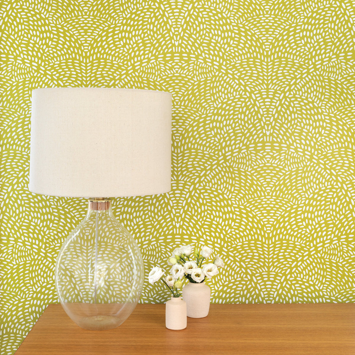 Image of Grateful Thread in Chartreuse/White Wallpaper