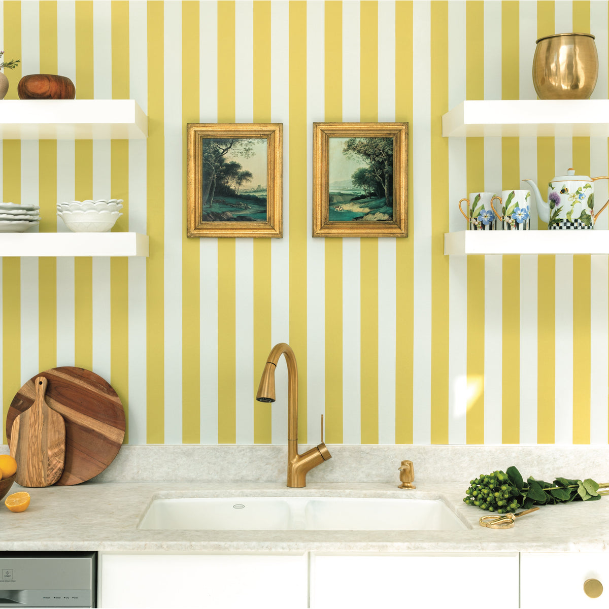 Image of Resort Stripe in Yellow wallpaper