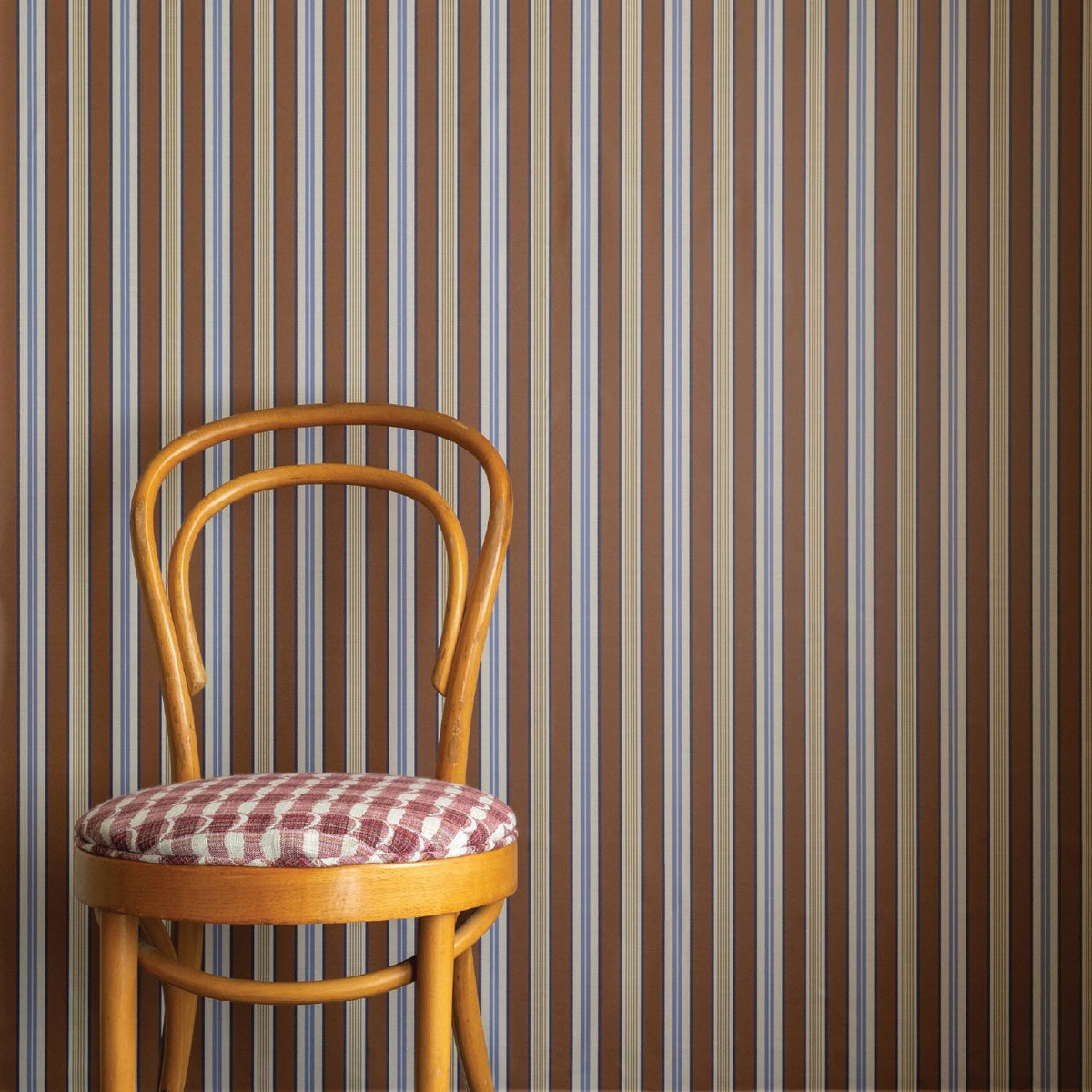 Image of Handloom Stripe in Brown Wallpaper