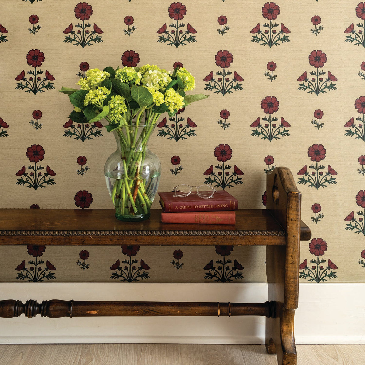 Image of Cosmo Block Print in Red/Dark Tan Wallpaper