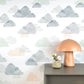 Image of Overcast Stitch in White/Grey Blue Wallpaper
