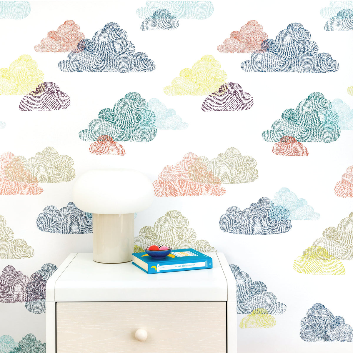 Image of Overcast Stitch in White/Multi Wallpaper