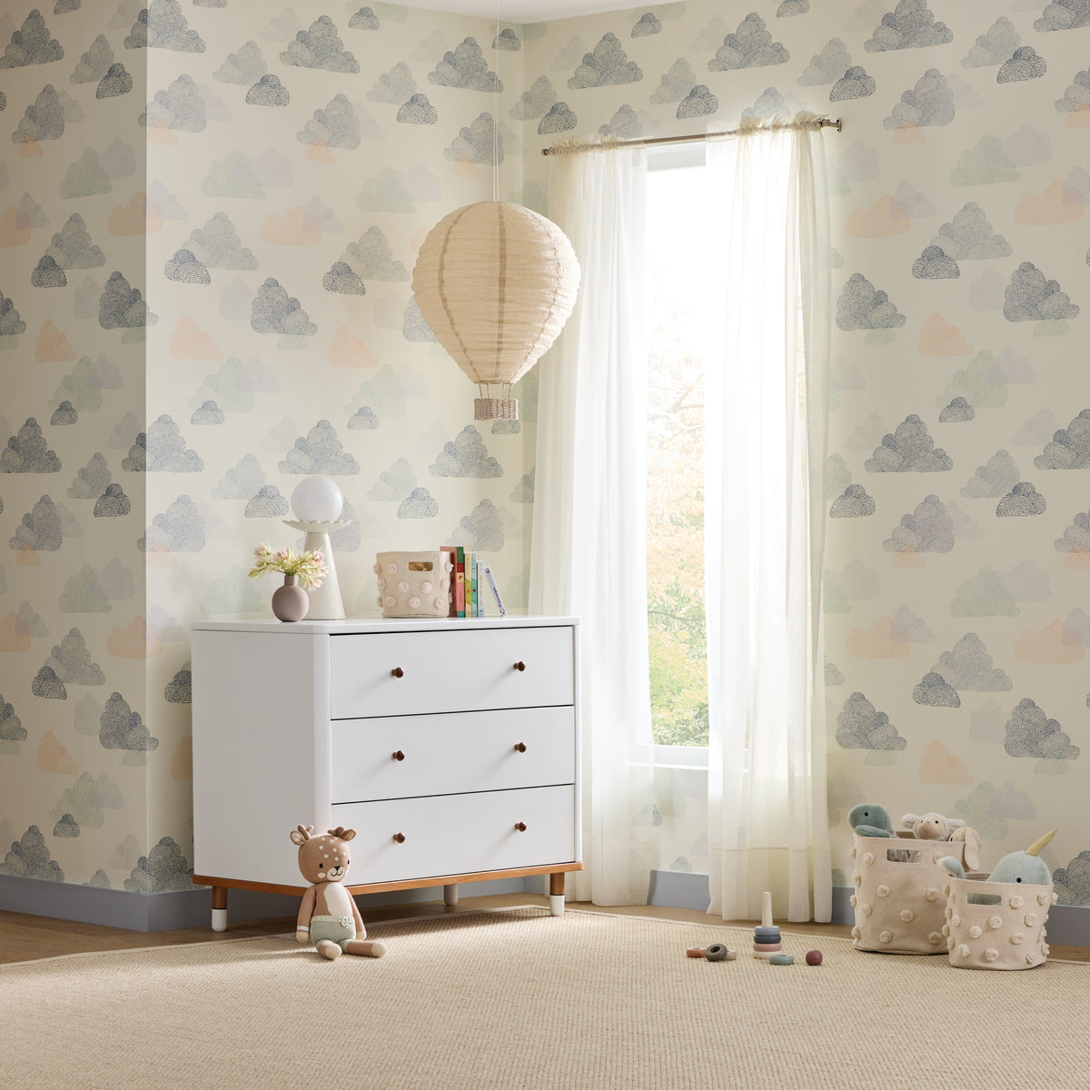 Overcast Stitch in Cream/Grey Blue wallpaper.