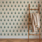Image of Marigold Block Print in Sky Blue Wallpaper