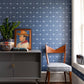 Image of Floral Stripe in Blue Wallpaper