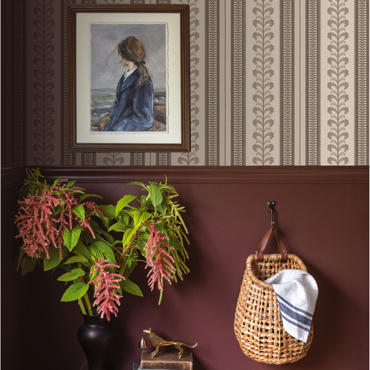 Image of Pickart Stripe in Cedar Wallpaper