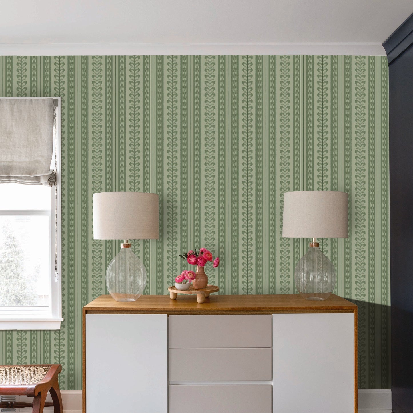Image of Pickart Stripe in Green Grove Wallpaper