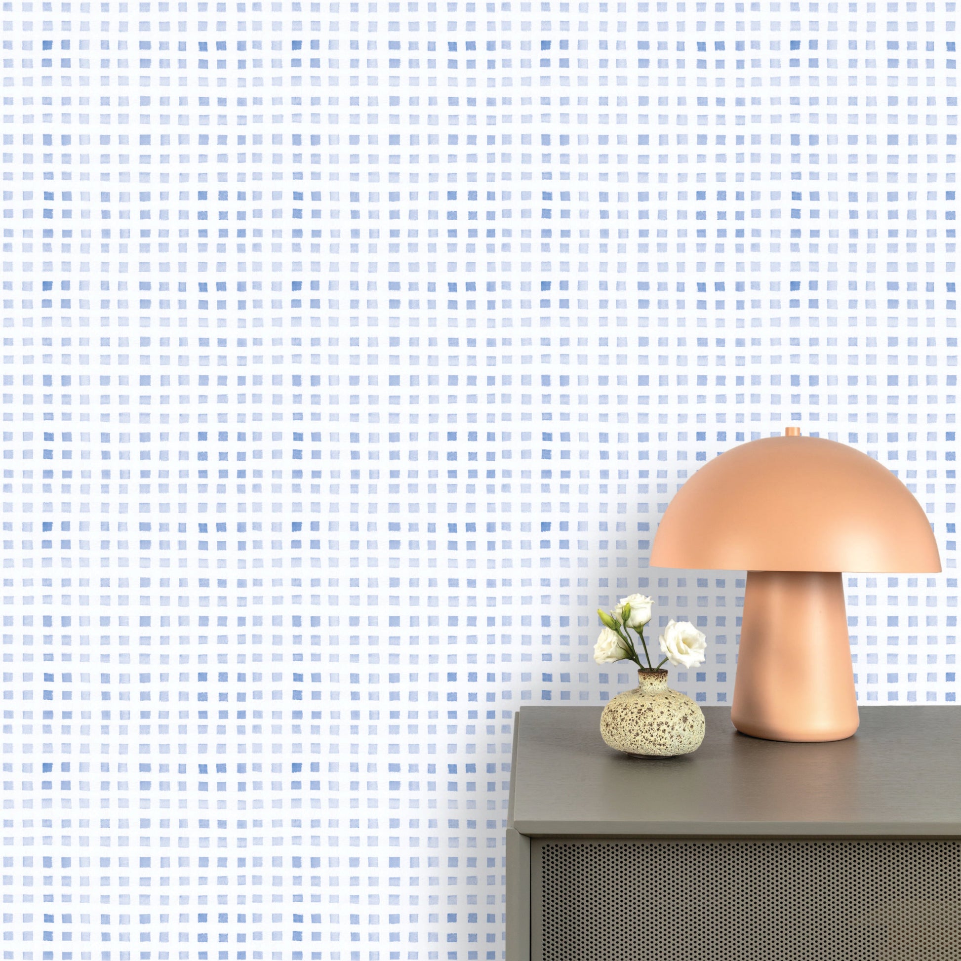 Image of Geo Grid in Blue Wallpaper