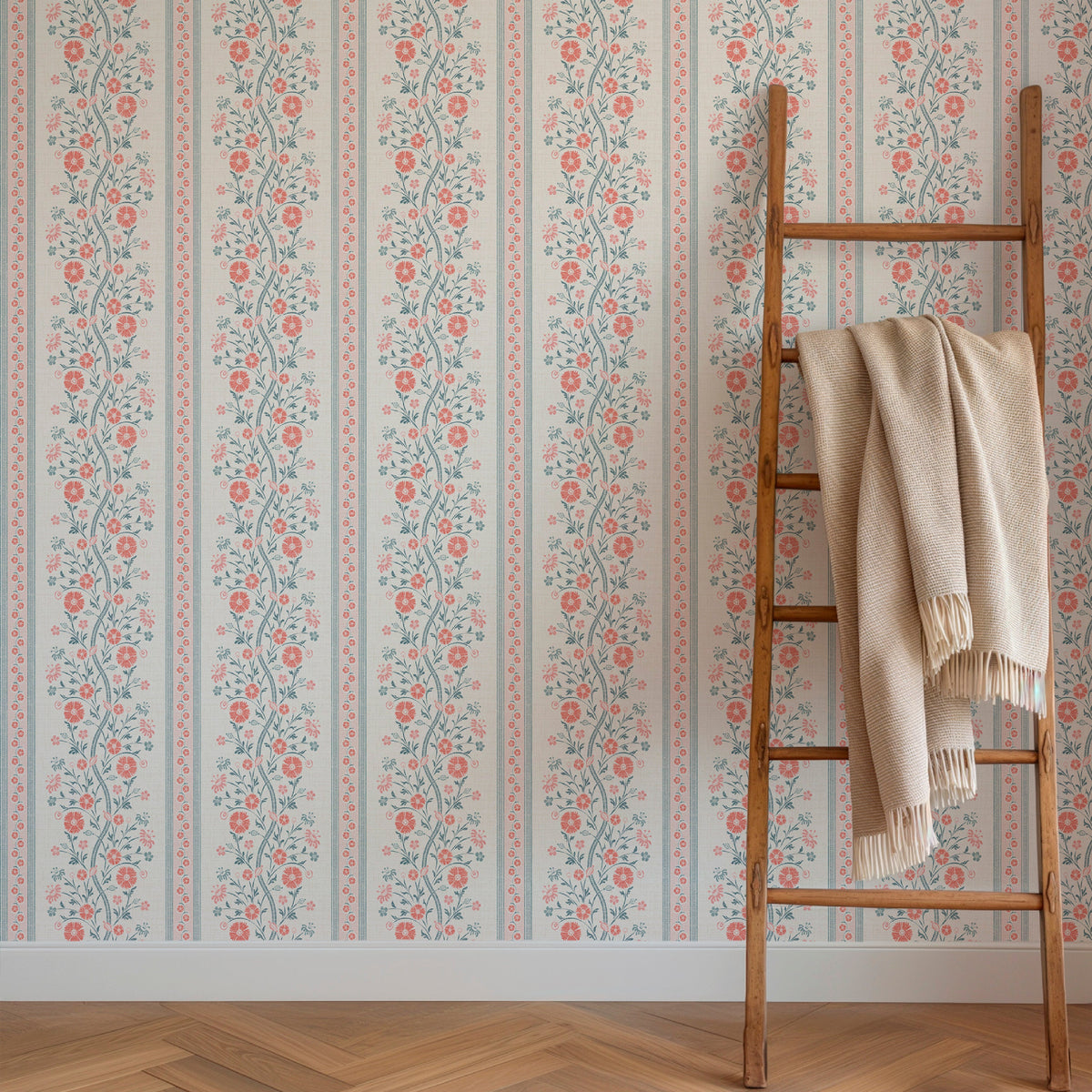 Image of Sophie Stripe in Coral Powder Wallpaper