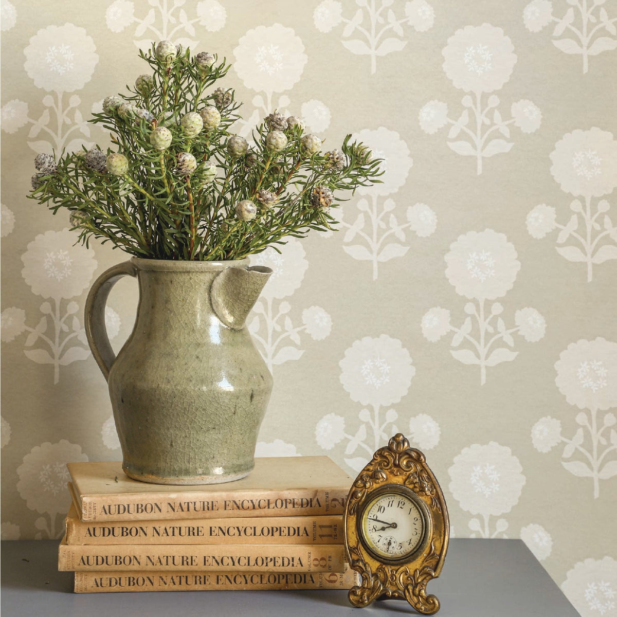 Image of Zinnia in Tan Wallpaper