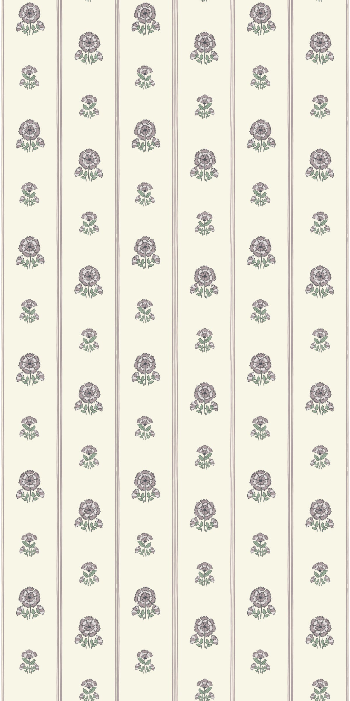 Image of Fan Floral Stripe in Lilac Wallpaper