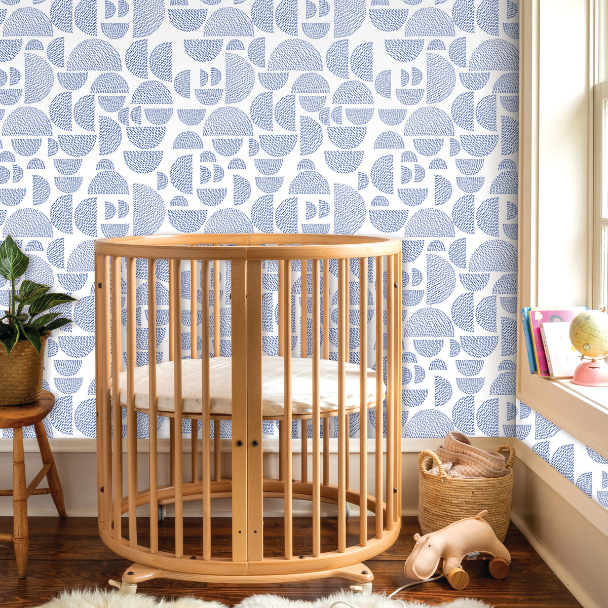Image of Semi Stitched in White/Blue Wallpaper