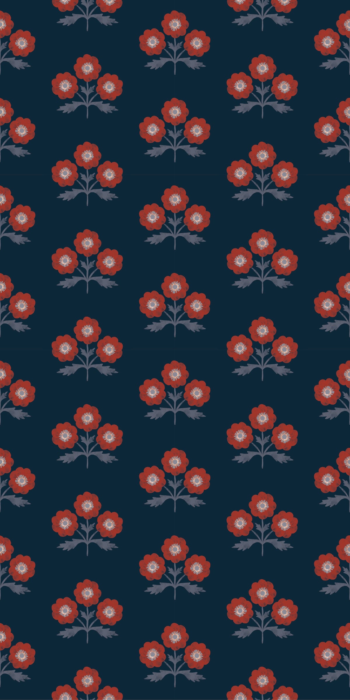 Image of Field Floral in Crimson Wallpaper