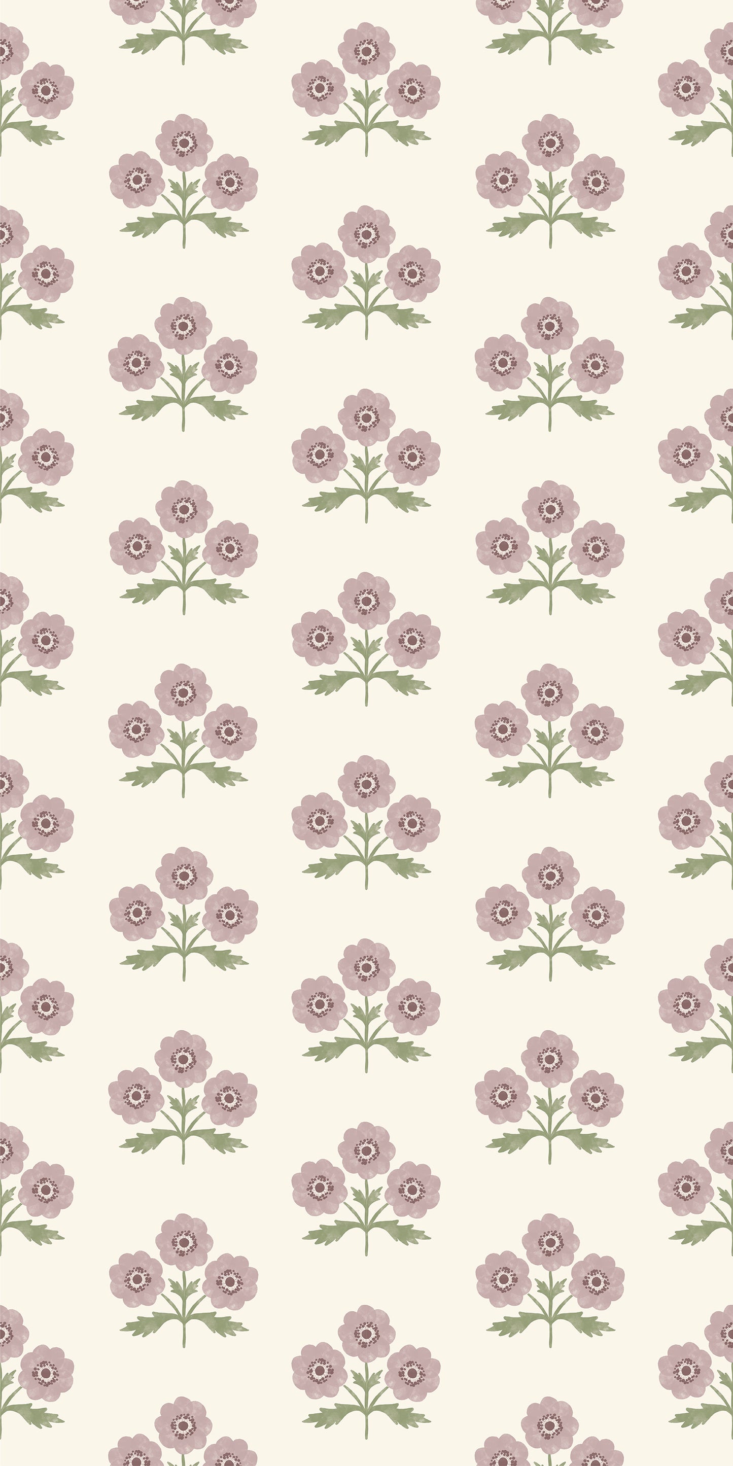 Image of Field Floral in Mulberry Wallpaper