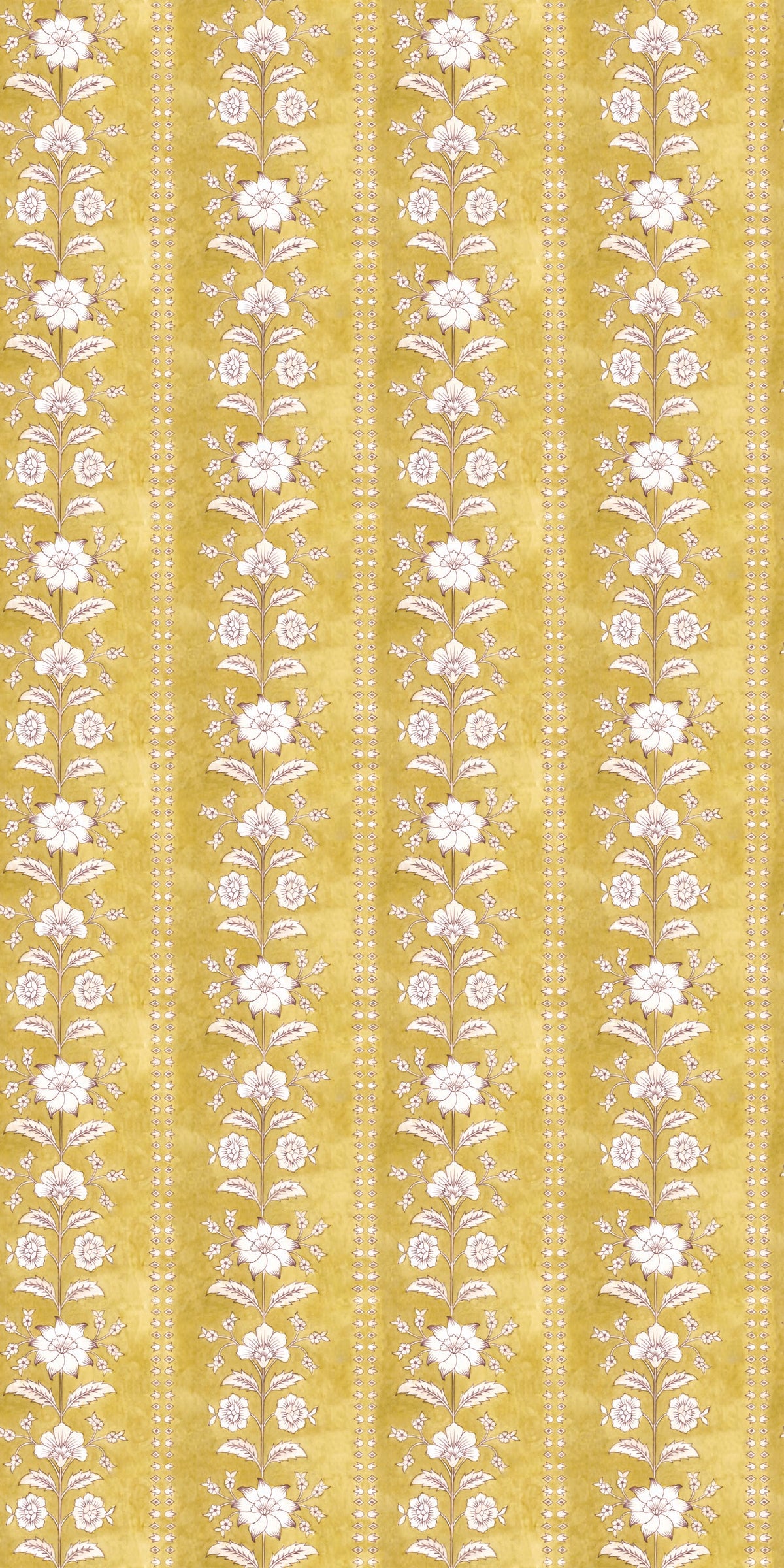 Image of Flower Garland in Mustard Wallpaper