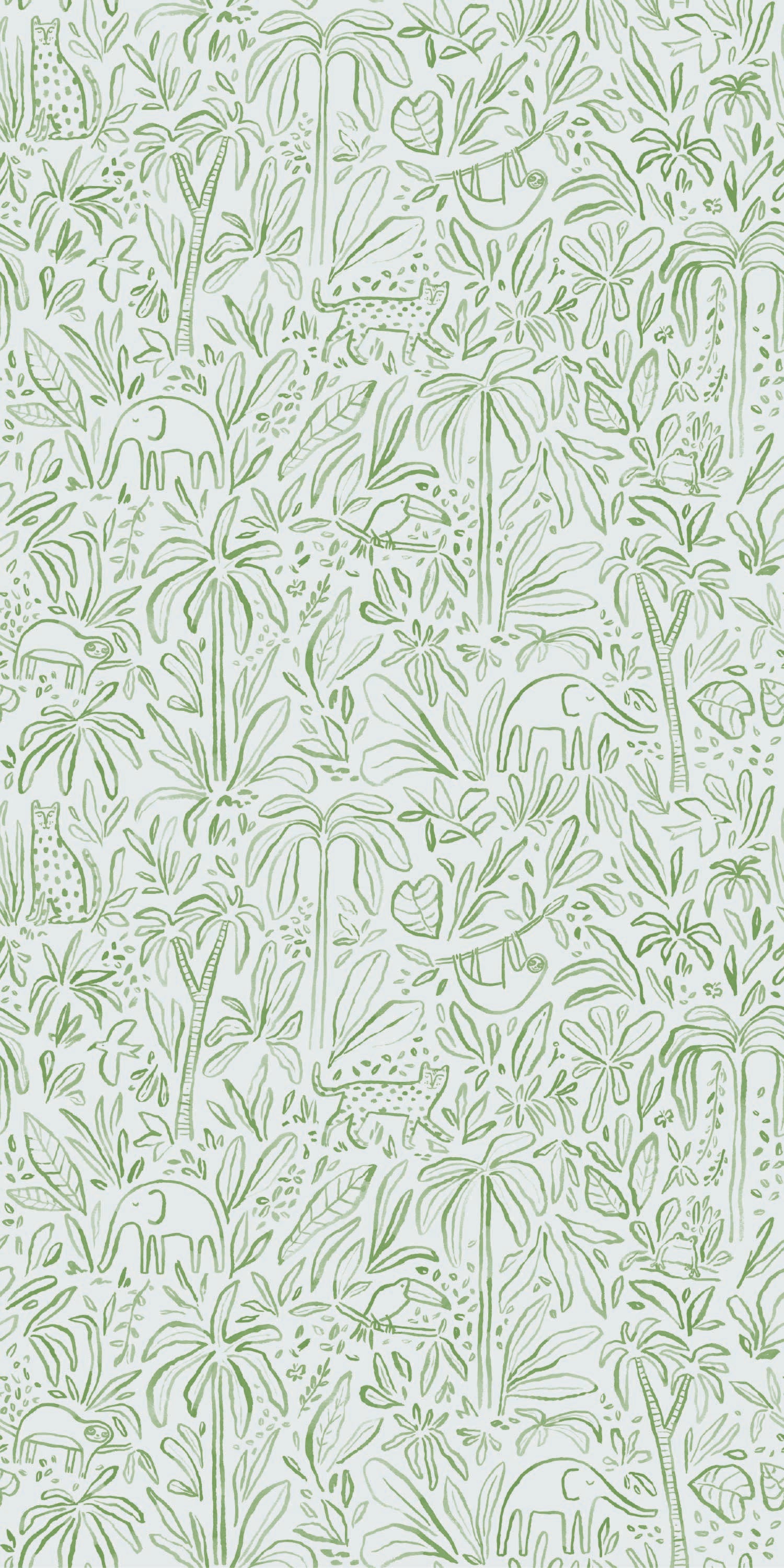 Image of In the Jungle in Green Wallpaper