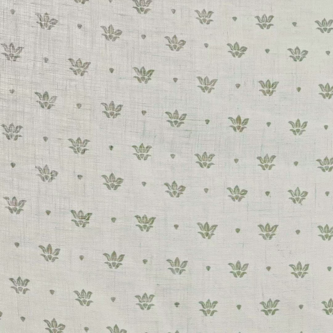 Floret Sheer Fabric in Cream/Olive