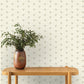 Stitched Sweetpea Wallpaper in Cream/Blue