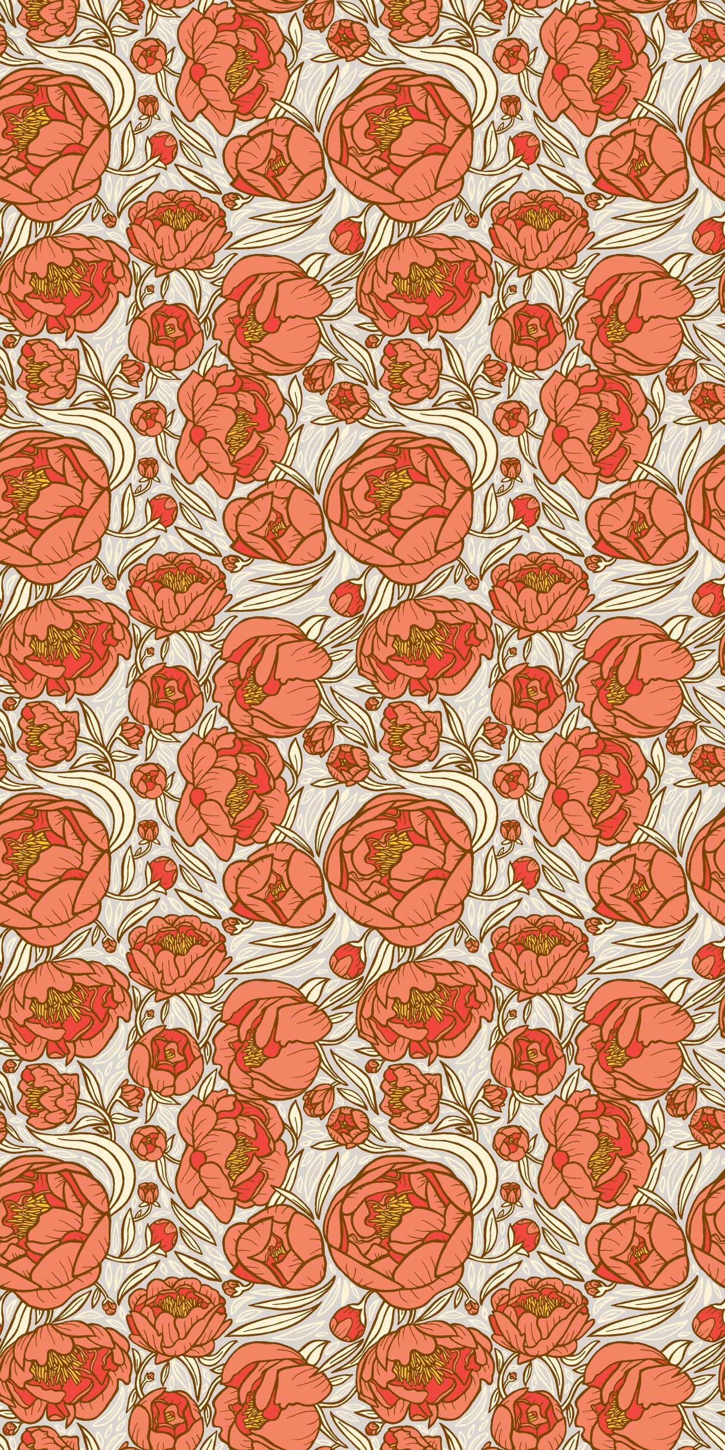 Image of Peonies in Grey Wallpaper