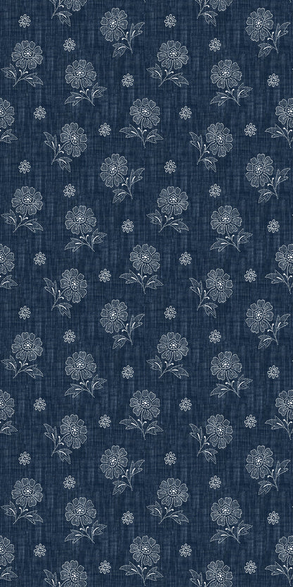 Image of Denim Flower in Dark Wash Wallpaper
