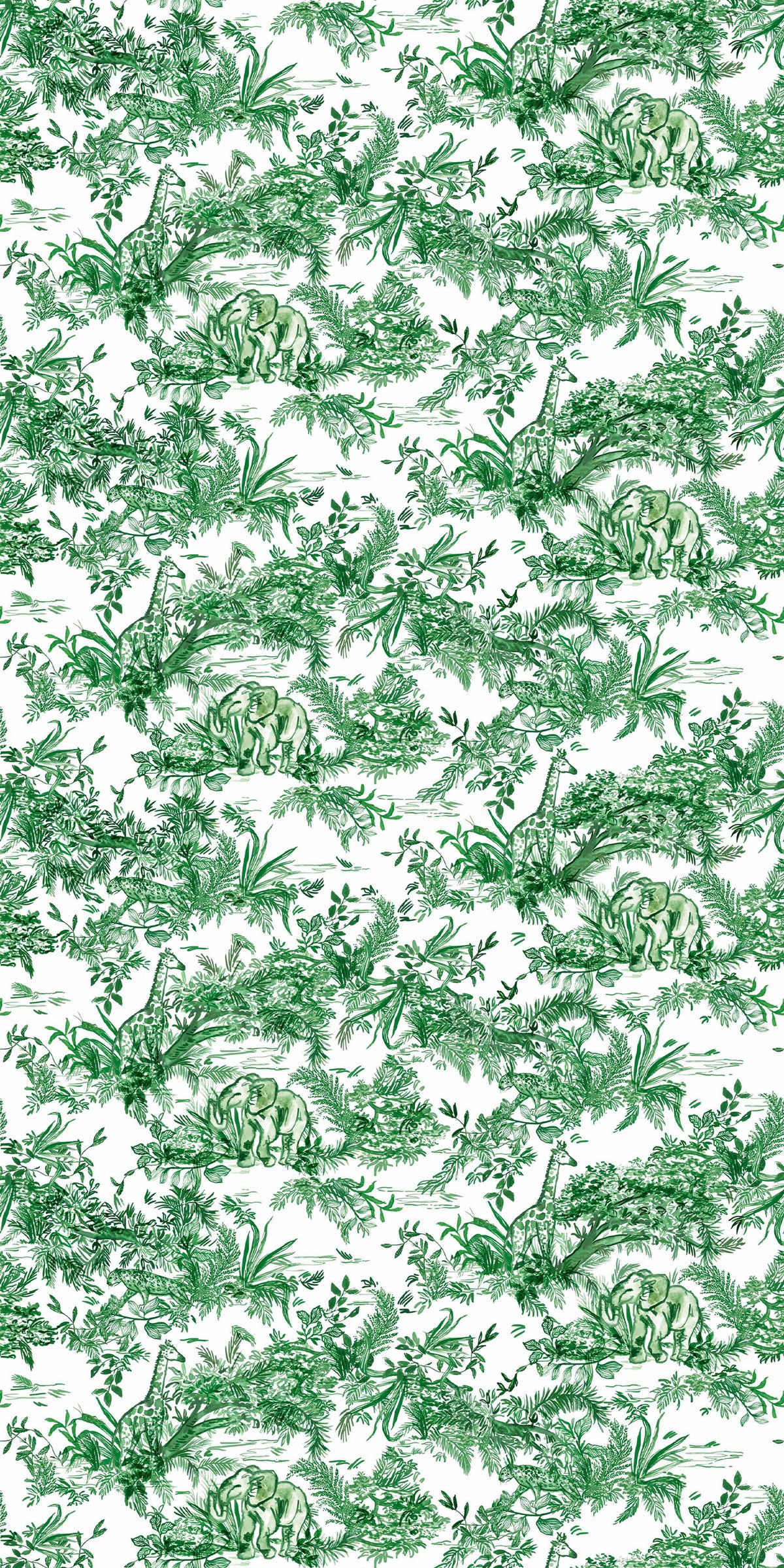 Image of Jungle Toile in Green Wallpaper