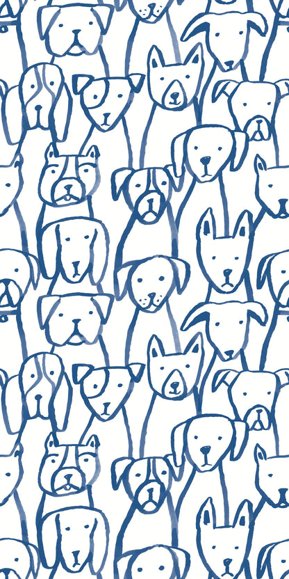 Image of Puppy Pile in Blue Wallpaper