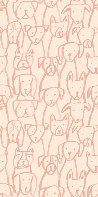 Image of Puppy Pile in Pink Wallpaper