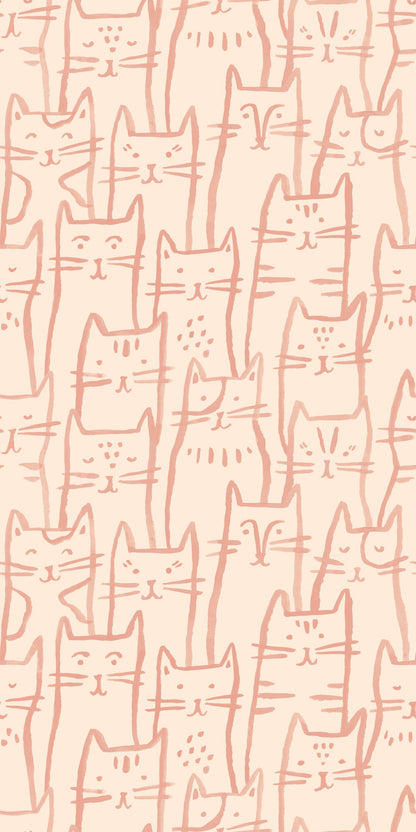 Image of Smitten Kitten in Pink wallpaper