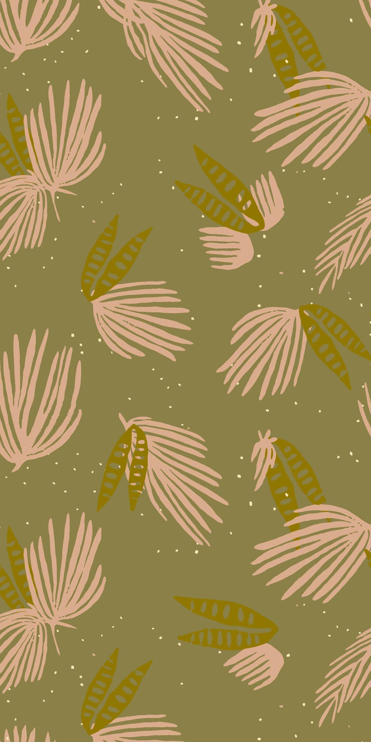 Image of Warri Palms in Dried Basil Wallpaper